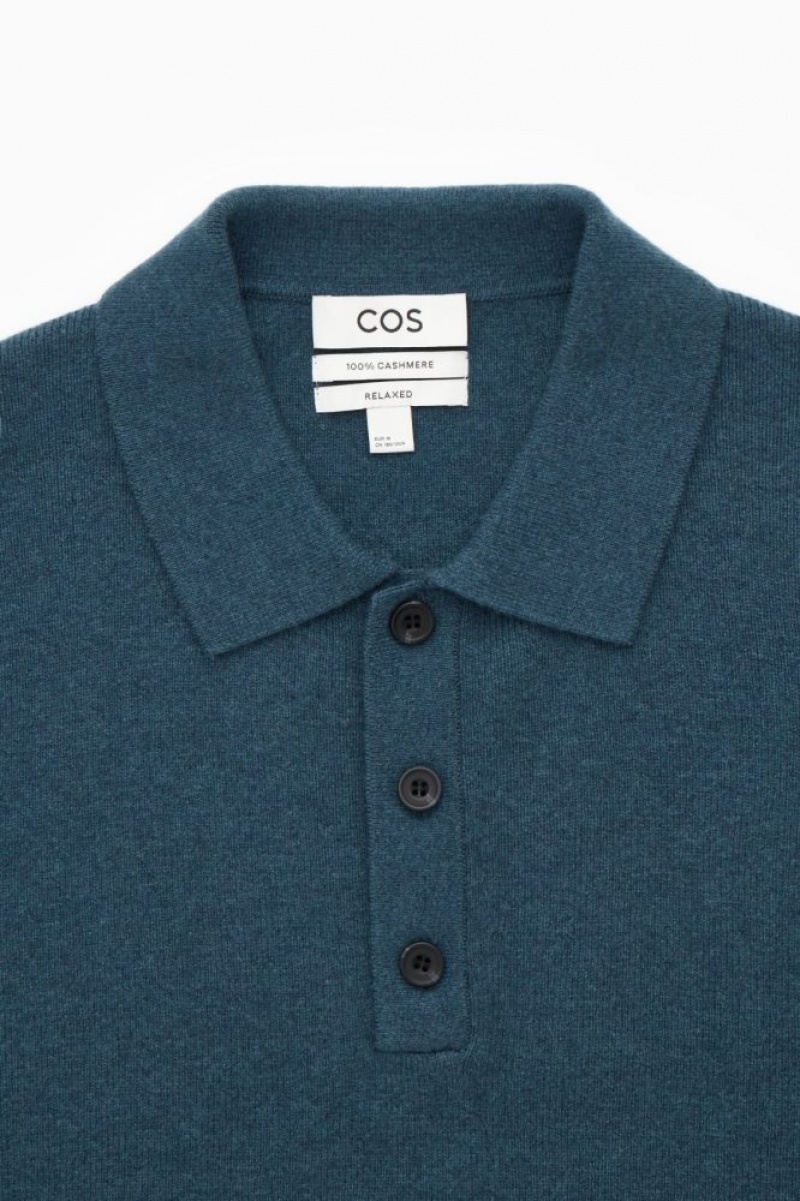 Turquoise Cos Pure Cashmere Polo Shirt | CGXMD5370