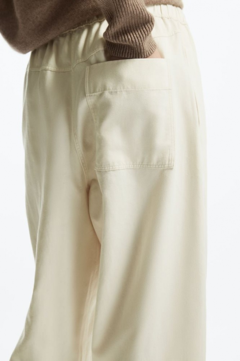 White Cos Barrel-leg Drawstring Pants | DPONV7421