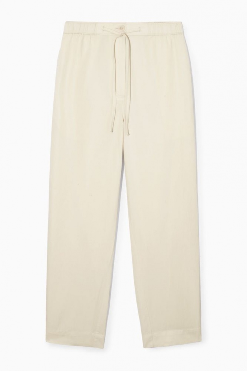 White Cos Barrel-leg Drawstring Pants | DPONV7421