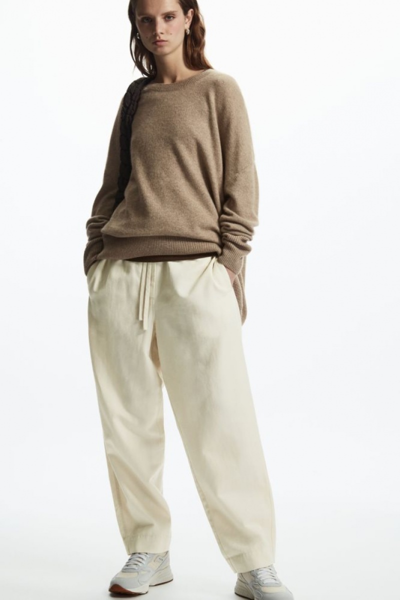 White Cos Barrel-leg Drawstring Pants | DPONV7421