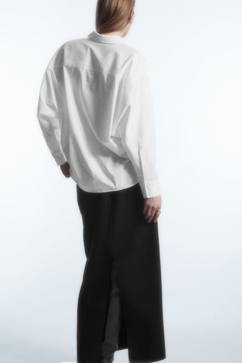 White Cos Batwing-sleeve Twill Shirt | NDFBZ6401