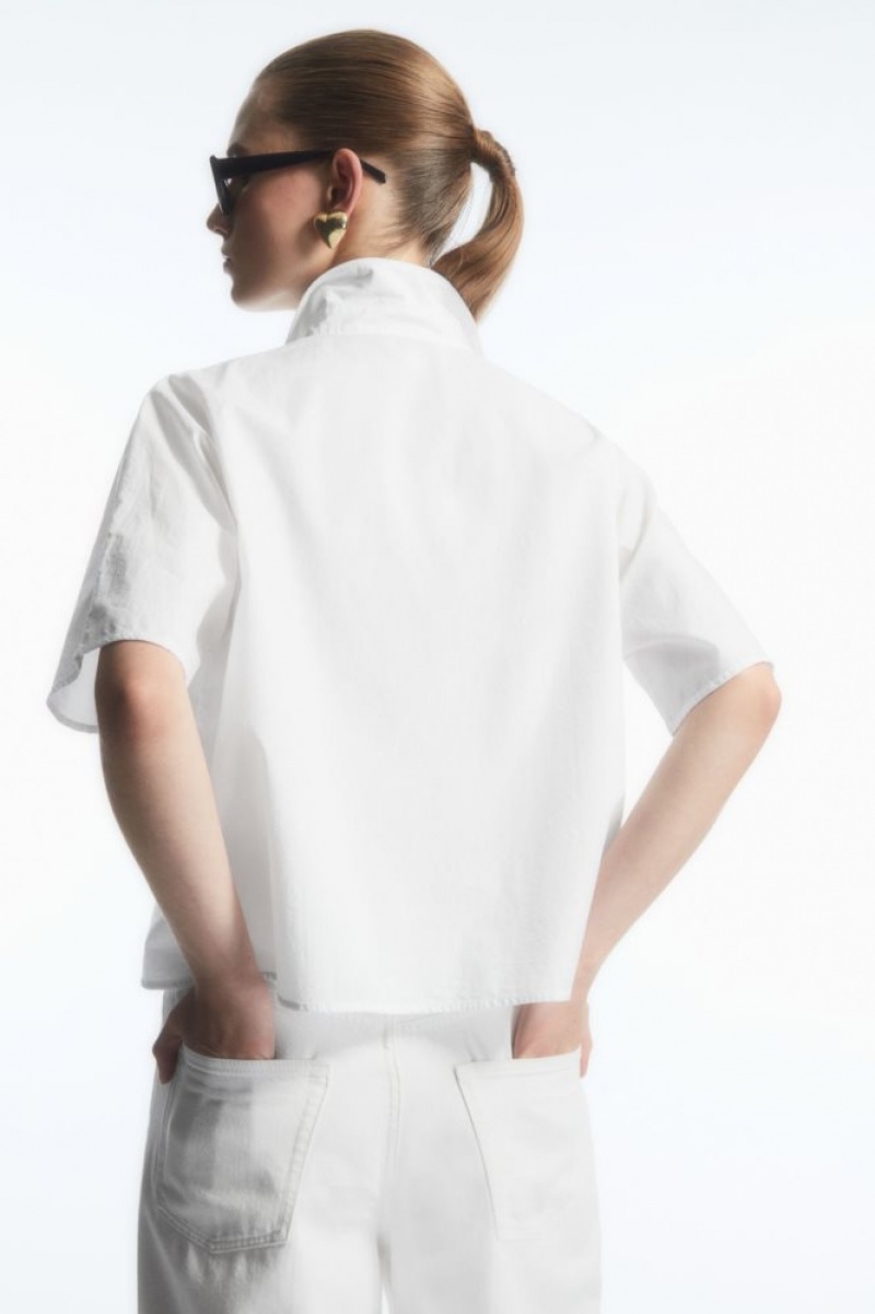 White Cos Boxy Short-sleeved Poplin Shirt | HAXCK3802