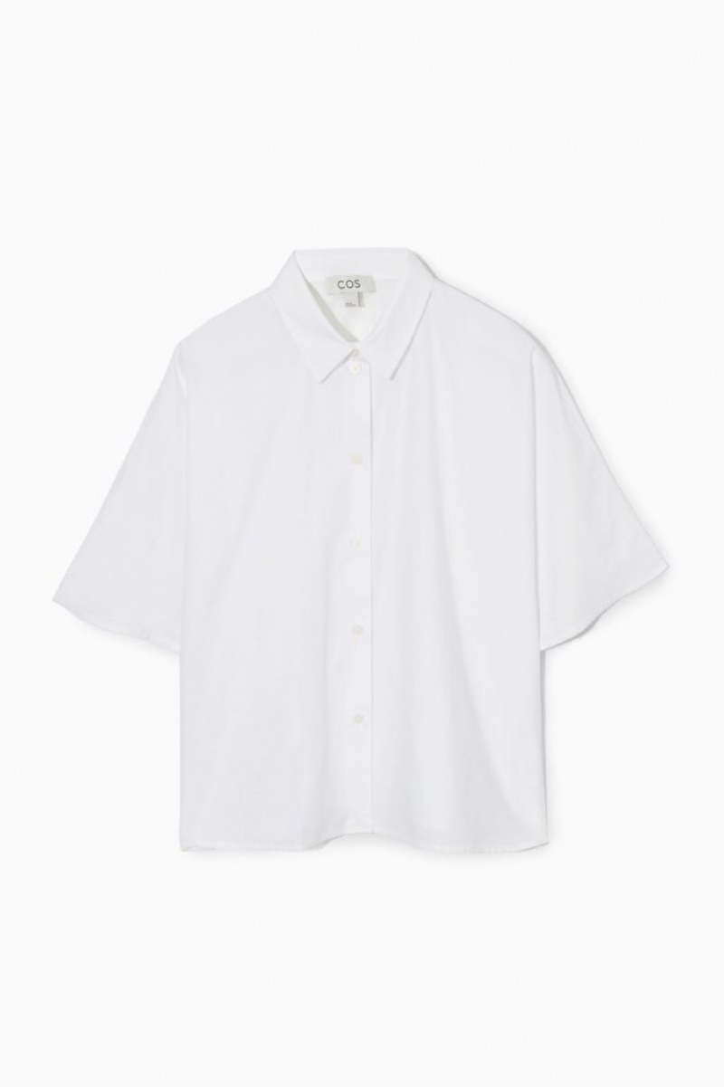 White Cos Boxy Short-sleeved Poplin Shirt | HAXCK3802