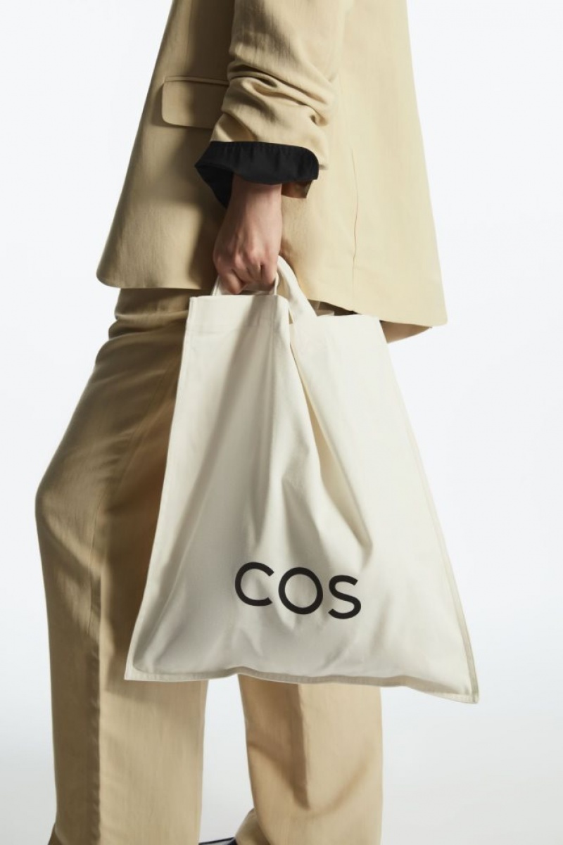 White Cos Cos Canvas Tote Bag | XYSTB8634