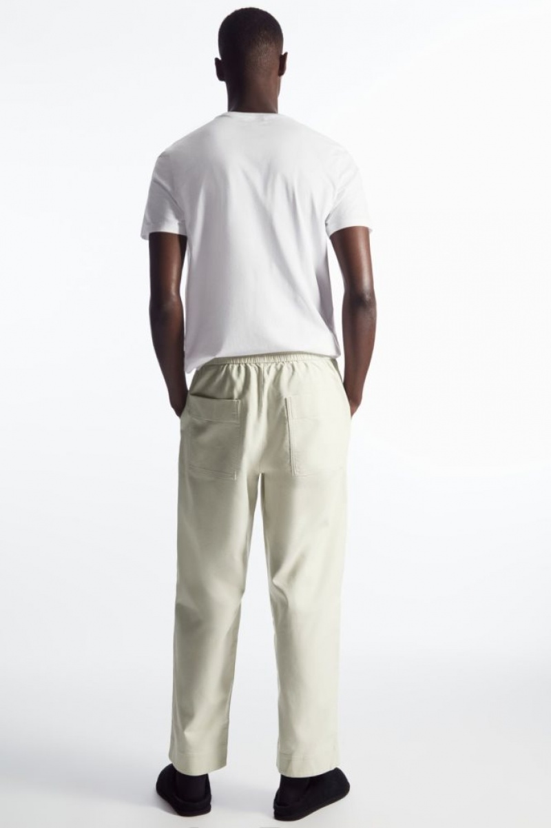 White Cos Elasticated Twill Pants | NJAHO3675