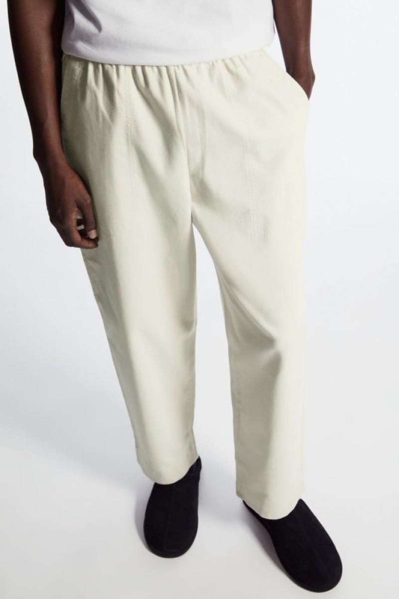 White Cos Elasticated Twill Pants | NJAHO3675