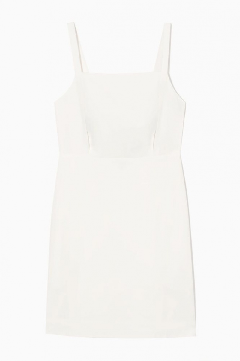 White Cos Open-back Mini Pinafore Dress | UBHZE2615