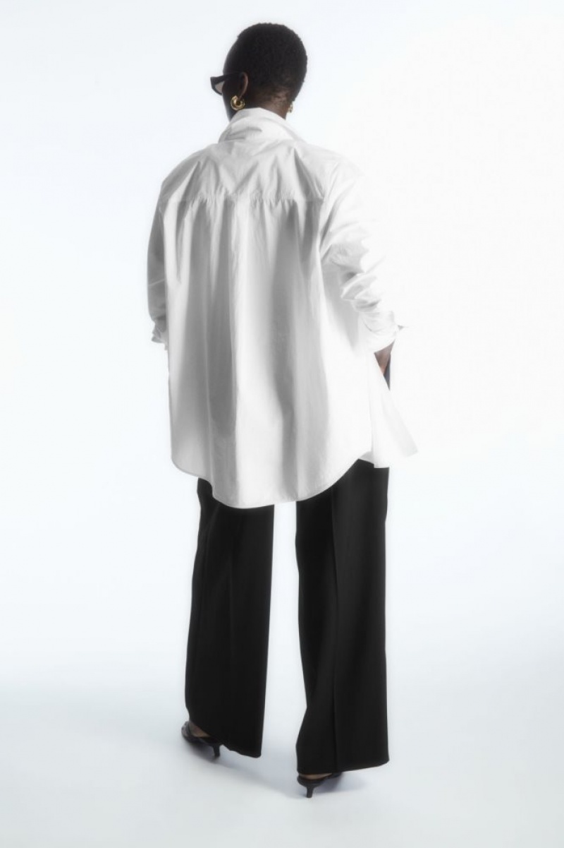 White Cos Oversized Long-sleeve Shirt | XROFJ5368