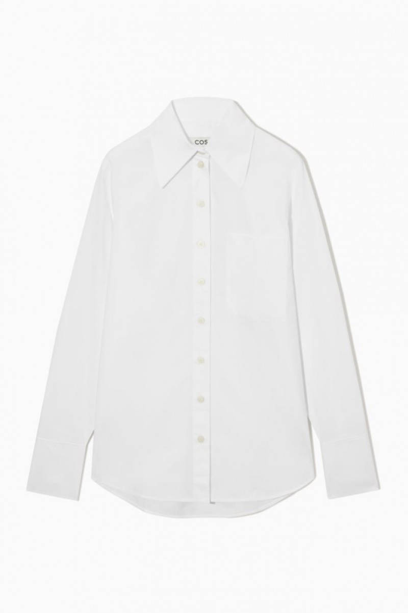 White Cos Oversized Long-sleeve Shirt | XROFJ5368