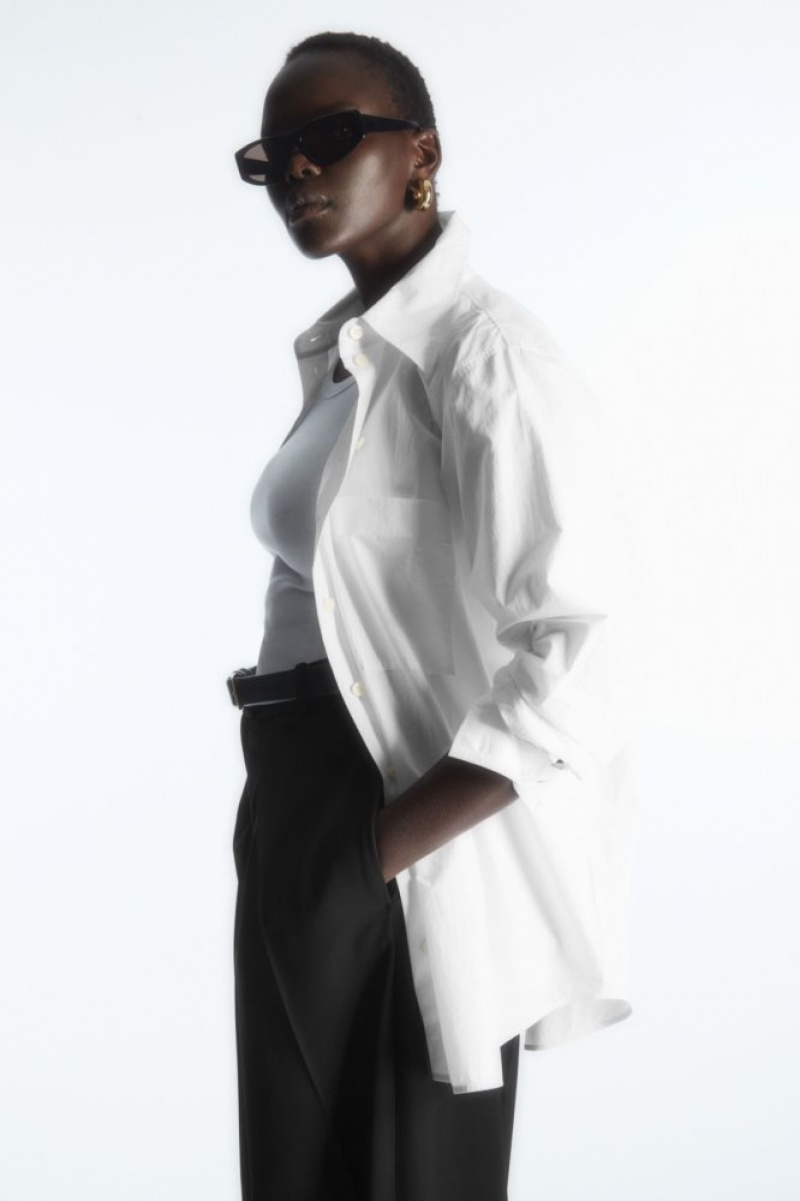 White Cos Oversized Long-sleeve Shirt | XROFJ5368