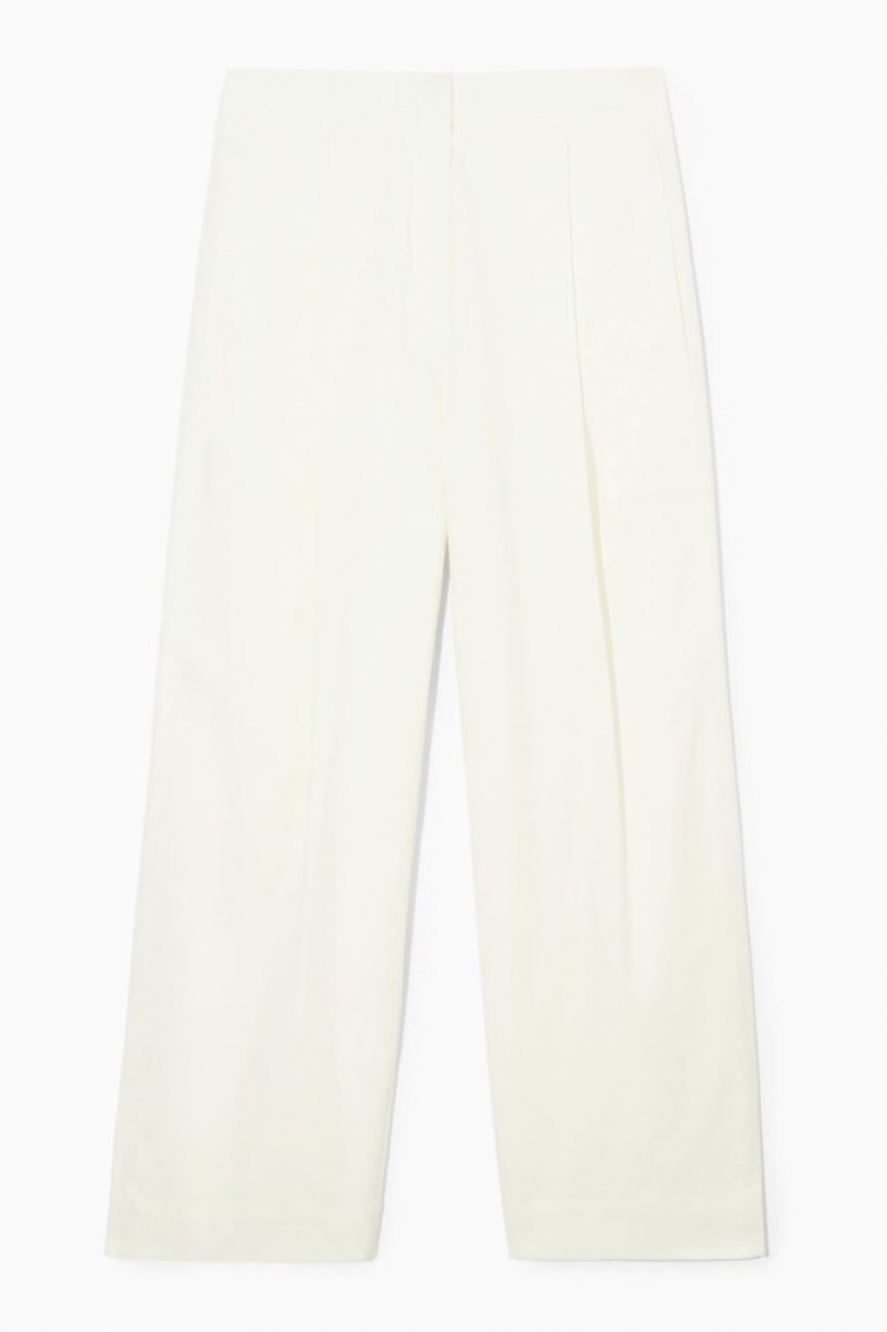 White Cos Pleated Barrel-leg Twill Chinos | JMTSK7386