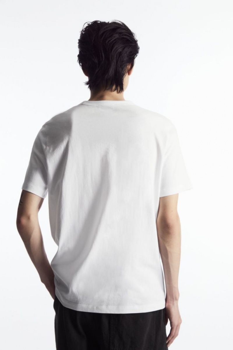 White Cos Regular-fit Mid-weight Brushed T-shirt | IRUYP1940