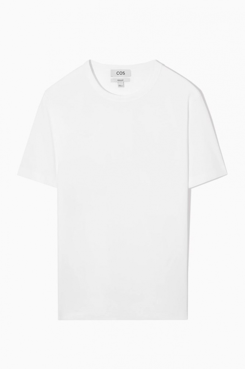 White Cos Regular-fit Mid-weight Brushed T-shirt | IRUYP1940