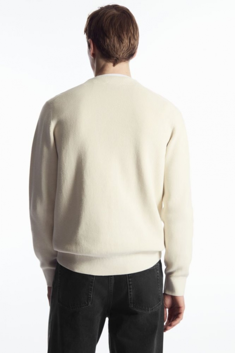 White Cos Ribbed-knit Sweater | RJAPC8243