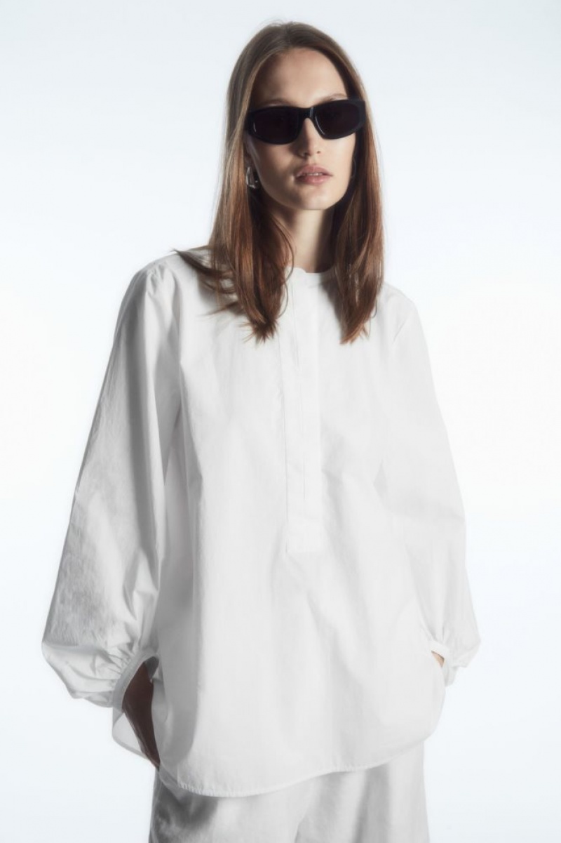 White Cos Voluminous Cotton Blouse | QAINW6245