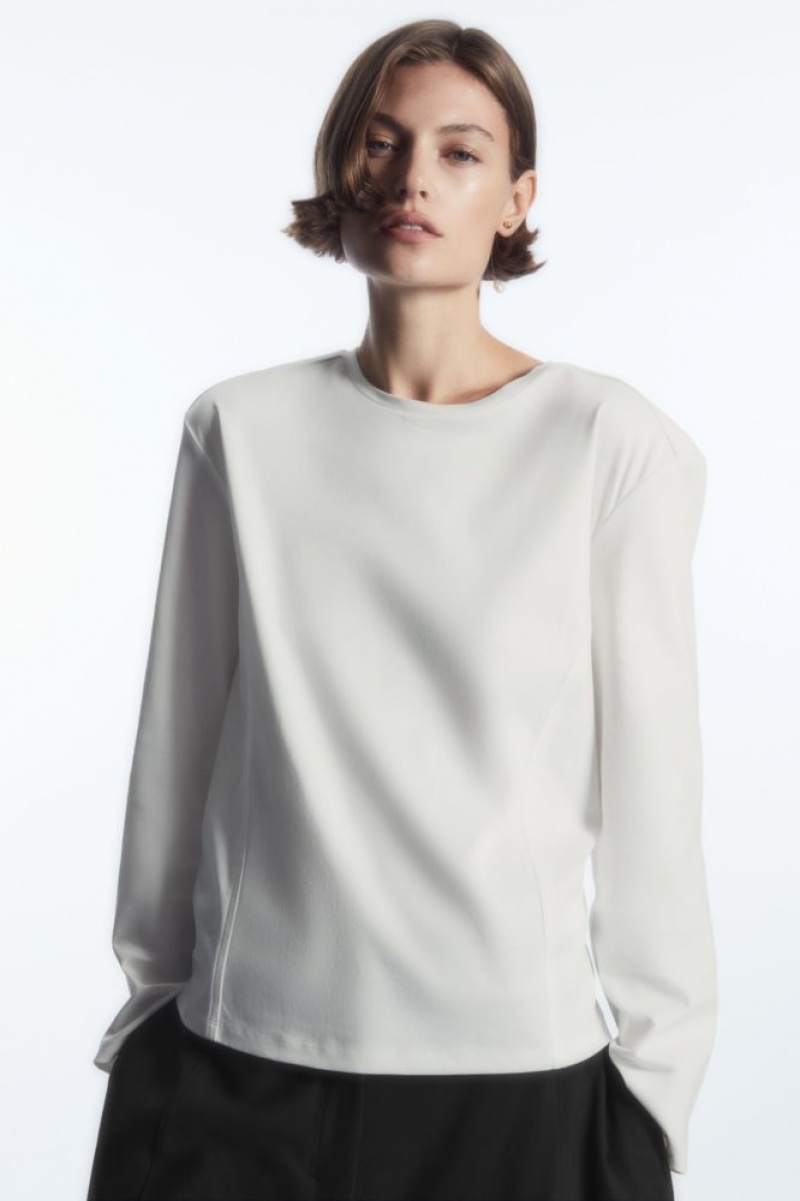 White Cos Waisted Long-sleeved Top | PFSCH0925