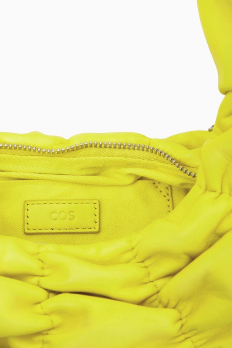 Yellow Cos Ripple Shoulder Bag Leather | VXTYW2803