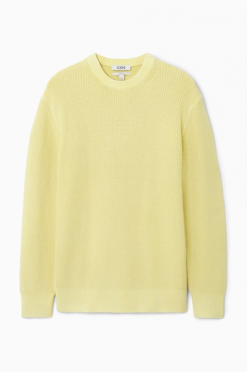 Yellow Cos Stone-washed Knitted Jumper | AKPLV4569