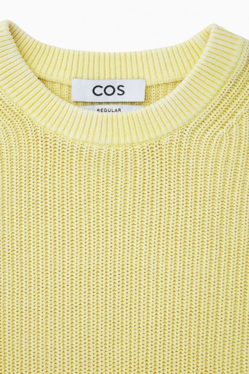 Yellow Cos Stone-washed Knitted Jumper | AKPLV4569